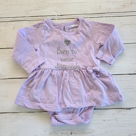♡ 5/$20 - Baby Koala Girl's Purple Born to Wear Diamonds Bodysuit 0-3mo. - Picture 6 of 6